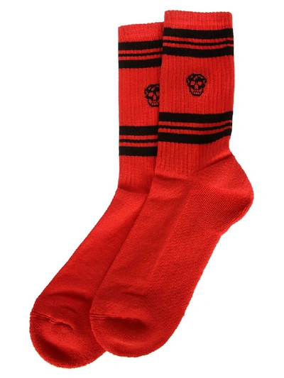 Shop Alexander Mcqueen Logo Socks In Red Black