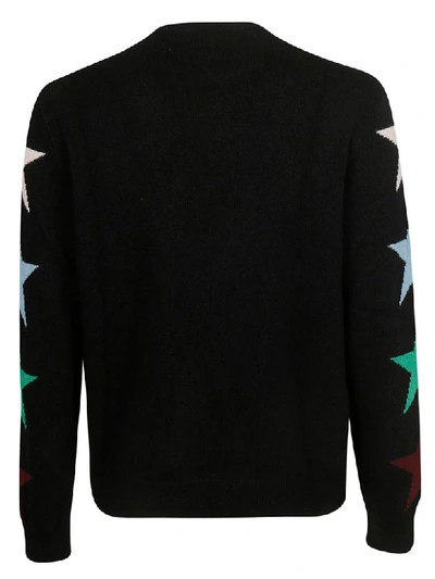 Shop Valentino Love Intarsia Sweater In Black/multicolor