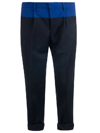 Shop Tommy Hilfiger Two-tone Tailored Trousers In Black/blue