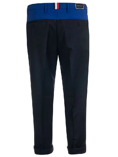 Shop Tommy Hilfiger Two-tone Tailored Trousers In Black/blue