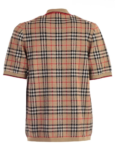 Shop Burberry Polo Check In Archive Beige