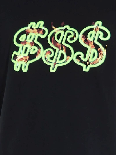 Shop Sss World Corp Fire Dollar T-shirt In Black