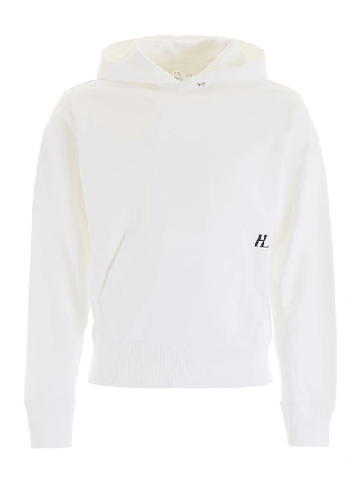 Shop Helmut Lang Logo Hoodie In Chalk White (white)
