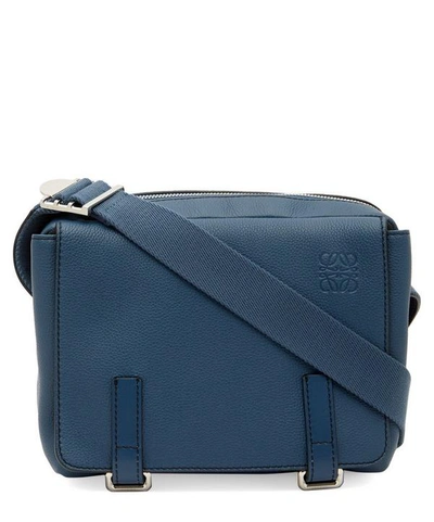 Shop Loewe Military Xs Leather Messenger Bag In Indigo