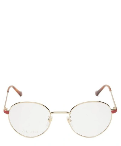 Shop Gucci Round Gold-tone Metal Optical Glasses