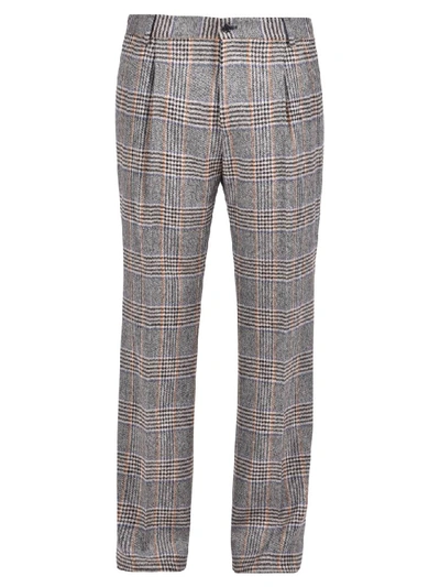 Shop Dolce & Gabbana Checked Trousers In Grey