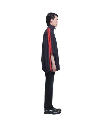 Shop Balenciaga Double Sleeve Zip-up Jacket In Dark Navy