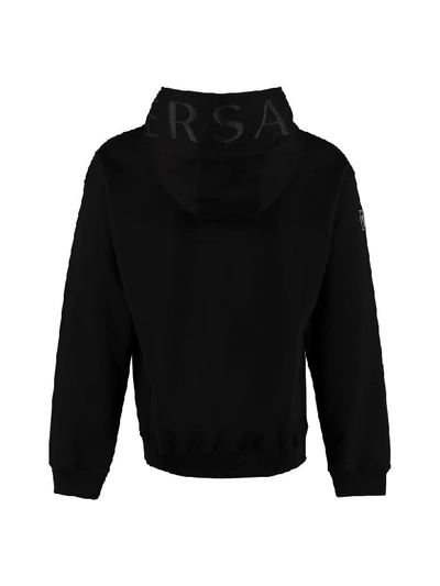 Shop Versace Cotton Hoodie In Black