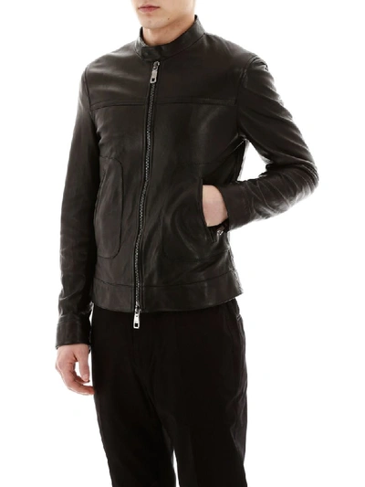 Shop Dolce & Gabbana Leather Biker Jacket In Nero (black)