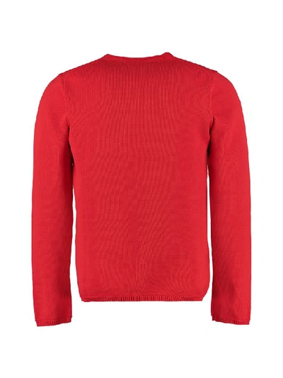 Shop Comme Des Garçons Shirt Long-sleeved Crew-neck Sweater In Red