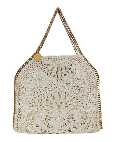 Shop Stella Mccartney Falabella Crochet Cotton Tote Bag In Cream