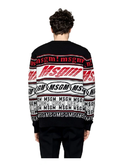 Shop Msgm Crewneck Writted In Black Red White