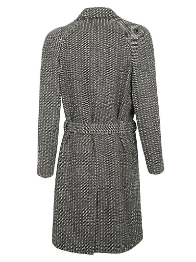 Shop Saint Laurent Belted Coat In Grey