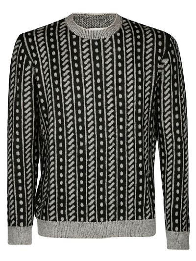 Shop Saint Laurent Striped Wool Knitwear In Black White