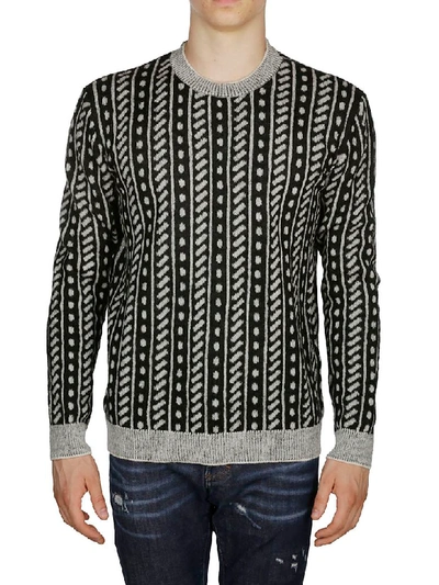 Shop Saint Laurent Striped Wool Knitwear In Black White