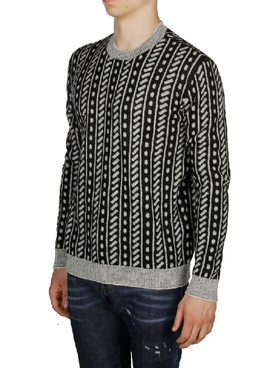 Shop Saint Laurent Striped Wool Knitwear In Black White