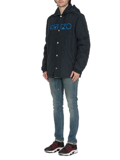 Shop Kenzo Quilted Down In Navy Blue