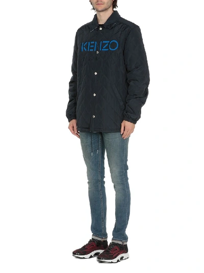 Shop Kenzo Quilted Down In Navy Blue