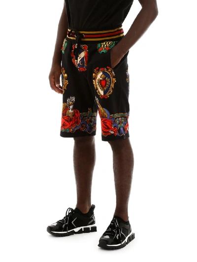Shop Dolce & Gabbana Heraldic Print Shorts In Stemmi 1 Fdo Nero (black)