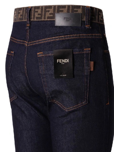 Shop Fendi Straight Leg Jeans In Dark Blue