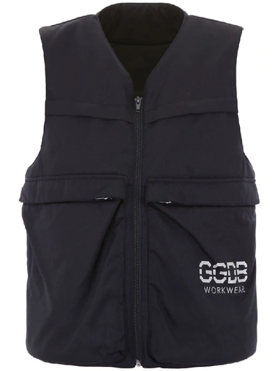 Shop Golden Goose Vest With Ggdb Print In Deep Blue (blue)