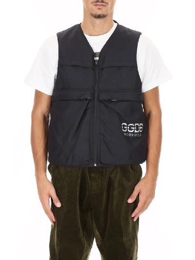 Shop Golden Goose Vest With Ggdb Print In Deep Blue (blue)