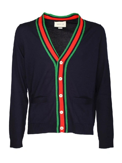 Shop Gucci Cardigan In Blu