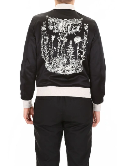 Shop Alexander Mcqueen Satin Bomber Jacket With Embroidery In Black (black)