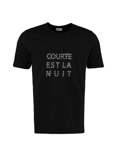 Shop Saint Laurent Printed Cotton T-shirt In Black