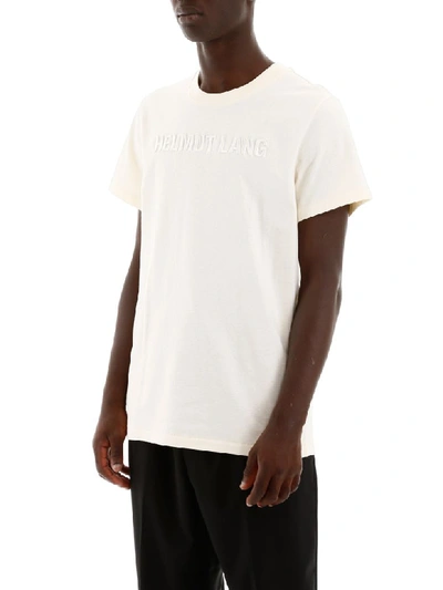 Shop Helmut Lang Logo T-shirt In Pearl (white)