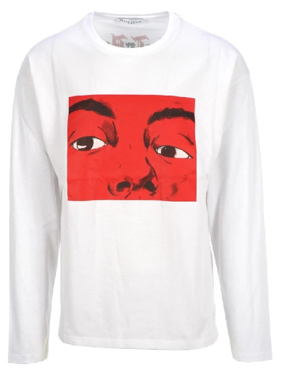 Shop Jw Anderson Printed Long Sleeves T-shirt In White