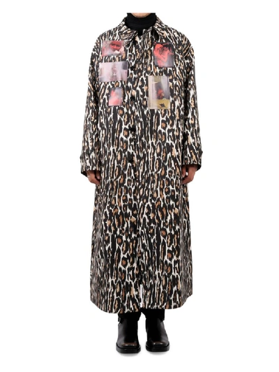 Shop Raf Simons Leopard Carcoat In Ecru