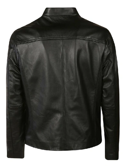 Shop Michael Kors Zip Leather Jacket In Black
