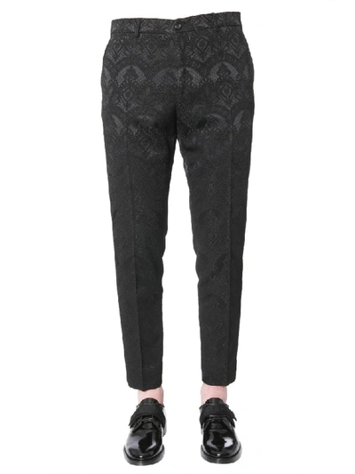 Shop Dolce & Gabbana Jacquard Pants In Nero