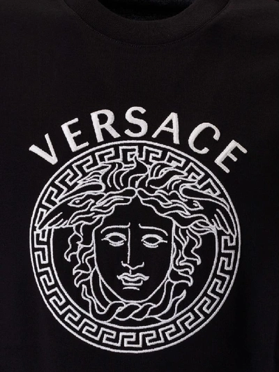 Shop Versace Logo Printed T-shirt In Black