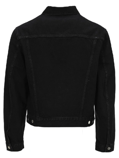 Shop Helmut Lang Embroidered Logo Denim Jacket In Black