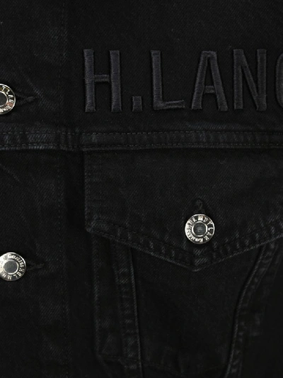 Shop Helmut Lang Embroidered Logo Denim Jacket In Black