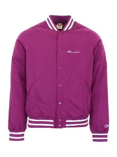 Shop Champion Logo Bomber Jacket In Gju (purple)