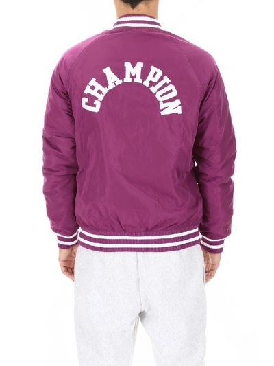 Shop Champion Logo Bomber Jacket In Gju (purple)