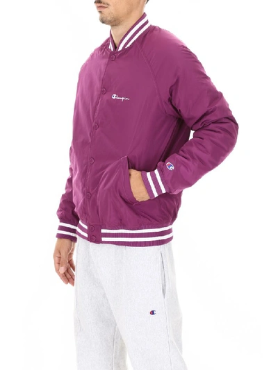 Shop Champion Logo Bomber Jacket In Gju (purple)