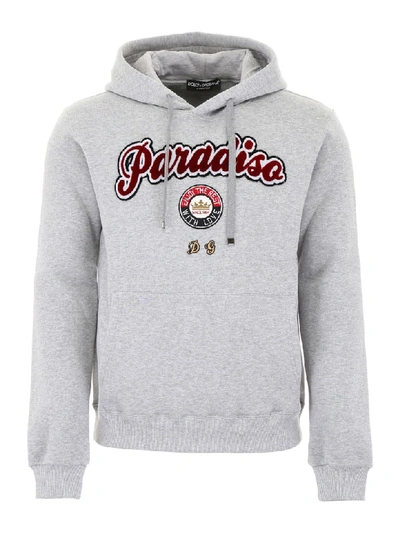 Shop Dolce & Gabbana Paradiso Hoodie In Melange Grigio (grey)