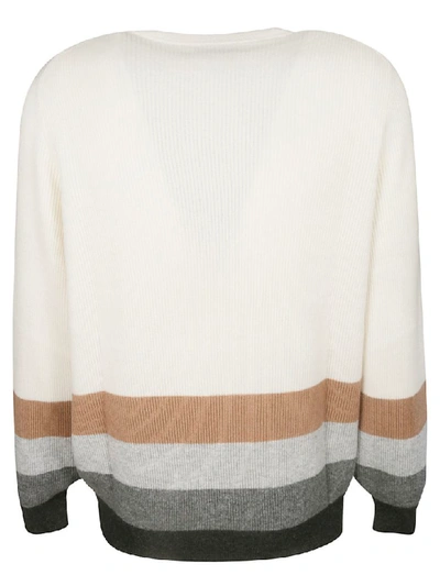 Shop Brunello Cucinelli Striped Sweater In White