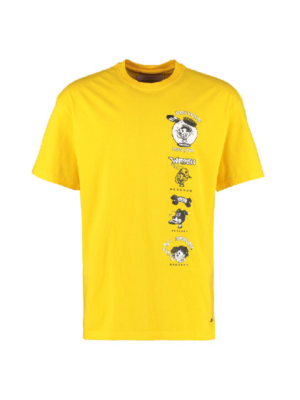 Buscemi Printed Cotton Short Sleeve T-shirt In Yellow | ModeSens