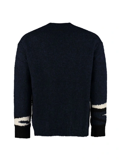 Shop Kenzo Long-sleeved Crew-neck Sweater In Blue