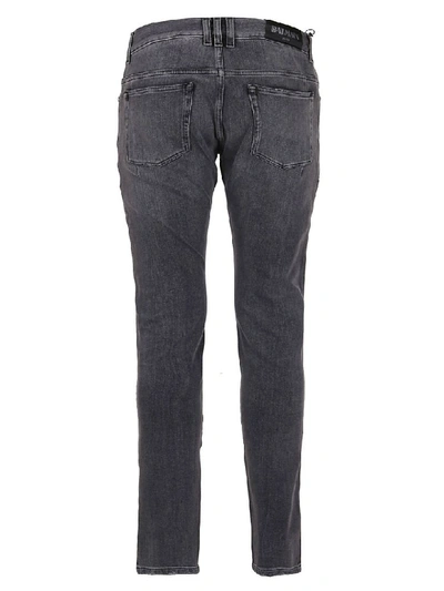Shop Balmain Slim 6 Pocket 15 Cm Used Jeans In Pa Noir