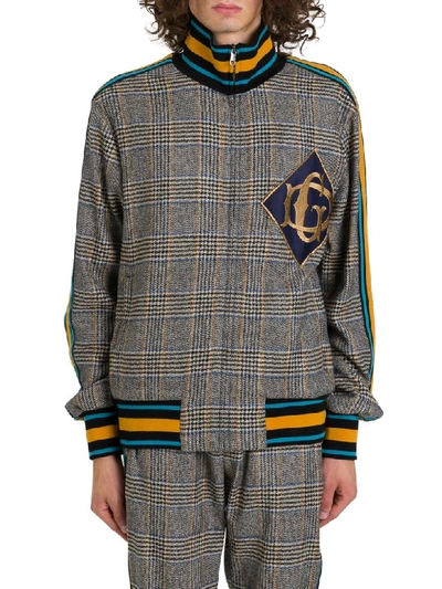 Shop Dolce & Gabbana Wool Zip-up Sweatshirt With Patch In Multi