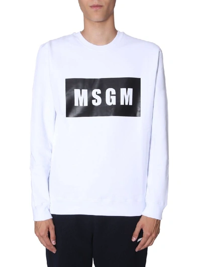 Shop Msgm Round Neck Sweatshirt In Nero