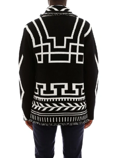 Shop Alanui Lapponia Cardigan In White Black (black)