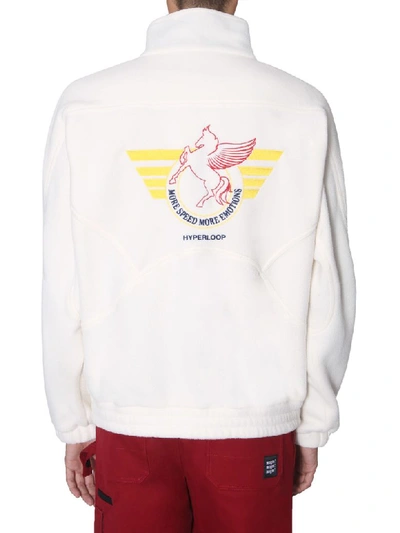 Shop Msgm Zip Sweatshirt In Bianco