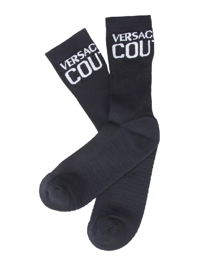 Shop Versace Jeans Couture Socks With Logo In Nero